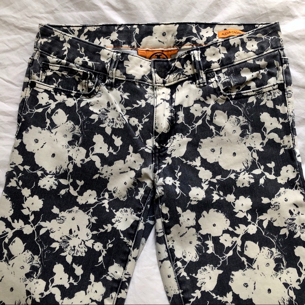 Tory Burch Floral Alexa Cropped Skinny Jean